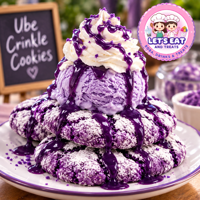 Ube Crinkles Ice Cream Cookie.